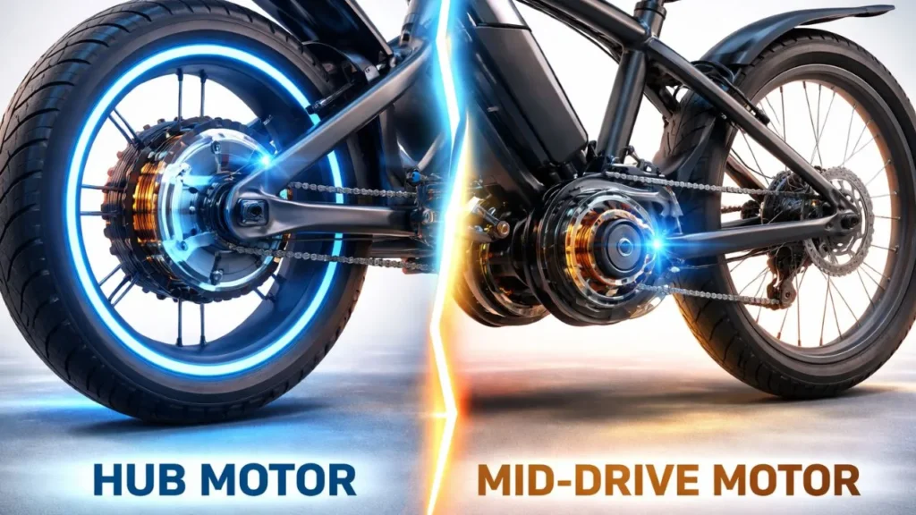 Hub Motor vs Mid Drive Motor electric bike comparison image