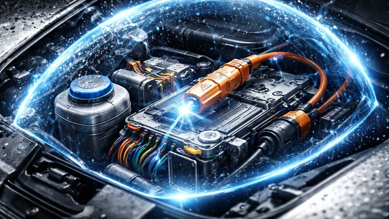 EV sensors protection from dust and moisture concept image